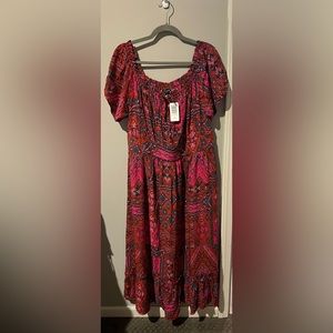 Torrid tea length challis off shoulder dress